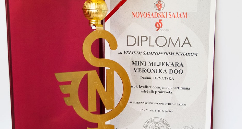 Veliki šampionski pehar za mliječni asortiman Mini mljekare Veronika